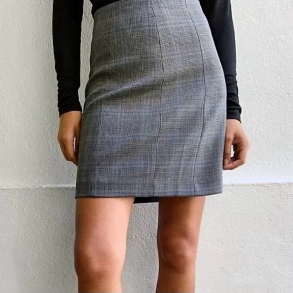 BABATON Aritzia Modern Mini A-Line Plaid Skirt Sz 4 Plaid Blue